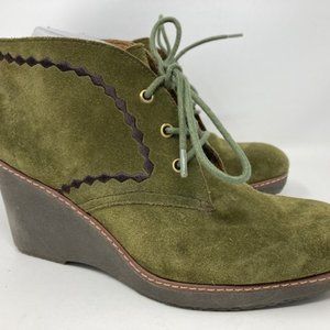 Naturalizer Kaitlyn N5 Green Leather Wedge Platform Bootie - Size 10M